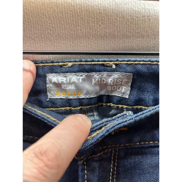 Ariat Rebar Durastretch Riveter Bootcut Jeans Womens 33R Plus Blue Denim 3175 - Picture 2 of 10